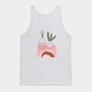 Boho Abstract Vases and Plants Leaves Organic forms Tank Top